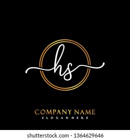 HS Initial Handwriting logo template vector