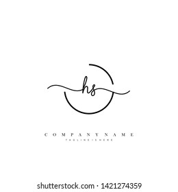 HS initial handwriting logo template vector
