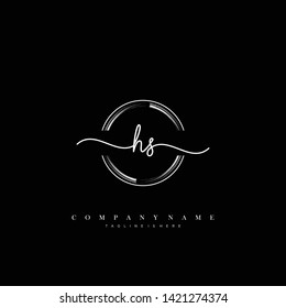 HS initial handwriting logo template vector