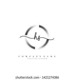 HS initial handwriting logo template vector