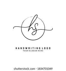 HS Initial handwriting logo template vector