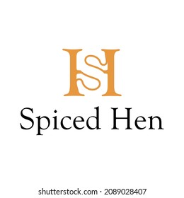 hs initial letter icon design element orange