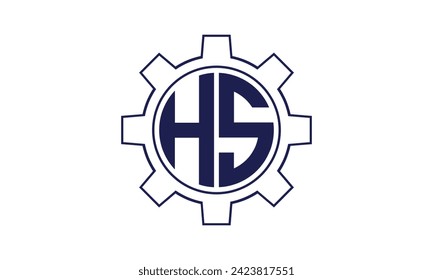 HS initial letter mechanical circle logo design vector template. industrial, engineering, servicing, word mark, letter mark, monogram, construction, business, company, corporate, commercial, geometric