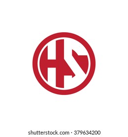 HS initial letters circle business logo red