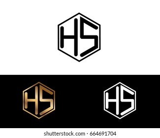 HS initial letters linked with hexagon shape logo

