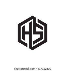 HS initial letters looping linked hexagon monogram logo