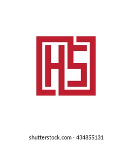 HS initial letters looping linked square logo red