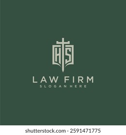 HS initial monogram for law firm with sword and shield logo image