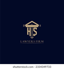 Logotipo inicial de la firma de abogados en monograma con diseño de hitos