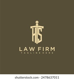 HS initial monogram for lawfirm logo with sword style image
