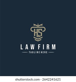 HS initial monogram logo law firm with pillar design