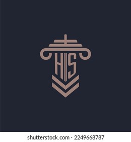 HS initial monogram logo with pillar design for law firm vector image