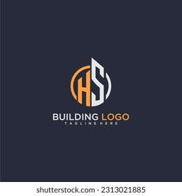 HS initial monogram logo for real estate with building style