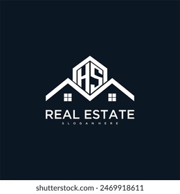 HS initial monogram logo for real estate with creative roof and home image design