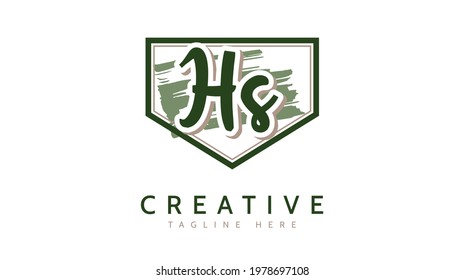 HS Initials, handwriting logo vector