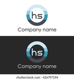 HS letter a circle shape icon logo white blue