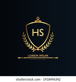 HS Letter Initial with Royal Template.elegant with crown logo vector, Creative Lettering Logo Vector Illustration.