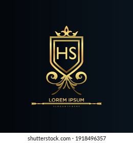 HS Letter Initial with Royal Template.elegant with crown logo vector, Creative Lettering Logo Vector Illustration.