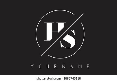 HS Letter Logo with Cutted and Intersected Design and Round Frame Vector Illustration