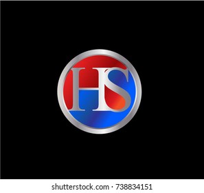 HS Letter logo Design in a circle. Blue and silver colored
