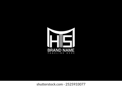 Diseño del logotipo de la letra del HS en fondo negro. Concepto de logotipo de letra de iniciales creativas de HS. Diseño único de HS