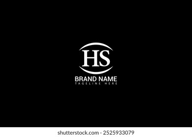 Diseño del logotipo de la letra del HS en fondo negro. Concepto de logotipo de letra de iniciales creativas de HS. Diseño único de HS