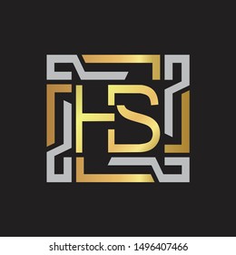 HS Letter logo initial capital monogram with abstract ornament