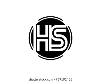 HS letter logo round black