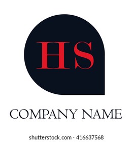 HS Letters red , Abstract black background logo, Design identity in shape, Alphabet letter