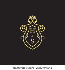 Vintage-Logo der HS-Serie in erstklassigem professionellem Design, das gut auf allen Printmedien drucken kann