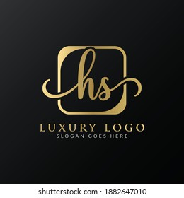HS Logo Design Vector Template. Initial Luxury Letter HS Vector Illustration