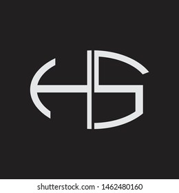 HS Logo letter oval monogram design template with black and white colors