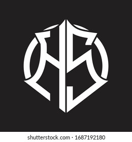 HS Logo monogram with emblem and circle rounded design template