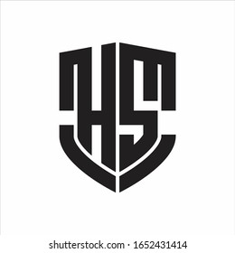Monograma del logotipo del SA con diseño de forma de escudo de emblemas aislado sobre fondo blanco