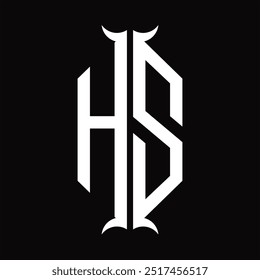 Escudo del hexágono del monograma del logotipo del HS con la Plantilla del diseño de la forma del cuerno