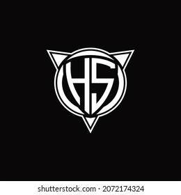 Monograma del logotipo HS aislado con forma de círculo y tres plantillas de diseño de flecha