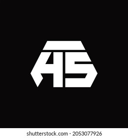 HS Logo monogram with octagon shape style design template on black background