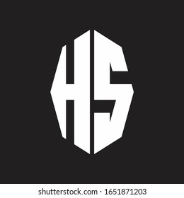 HS Logo monogram with octagonal ribbon style design template