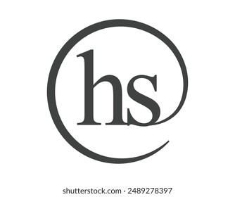 Logotipo de HS de dos letras con forma de círculo estilo de signo de correo electrónico. H y S redondo logotipo de la empresa de negocios para la identidad de marca.