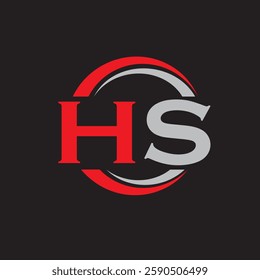 HS logo vector modern initial circle with red and ash color