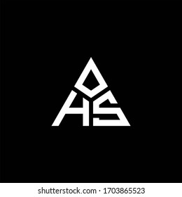 HS monogram logo with 3 pieces shape isolated on triangle design template