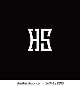 HS monogram logo with curved side style design template