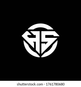 HS monogram logo with diamond shape and ring circle rounded design template