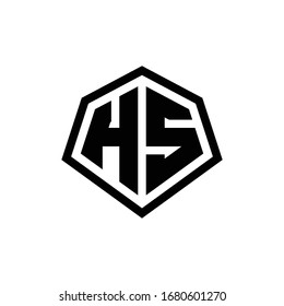 HS monogram logo with hexagon shape and line rounded style design template isolated on white background