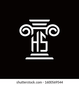 HS monogram logo with pillar style design template