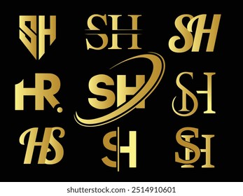 HS, SH, Abstract Letters Logo Monogram, Vector File, Text Logo Desing