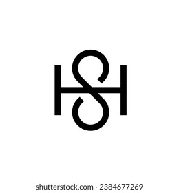 HS or SH H S monogram letter initial based black logo design