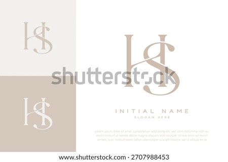 HS SH initial letter handwriting and luxury logo