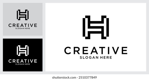 PLANTILLA de Vector de diseño de logotipo de letra inicial HS o SH