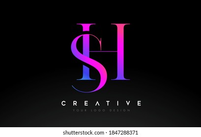 HS SH letter design logo logotype icon concept with serif font and classic elegant style look vector illustration.